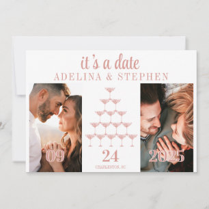 Elegant Rosa Champagne Tower Script Wedding Save The Date