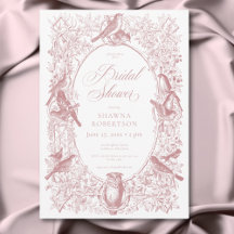 Elegant Rosa Chinoiserie Natur & Vögel Dusche
