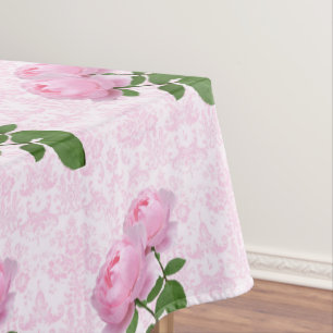 Elegant Rosa Damask Floral Tischdecke