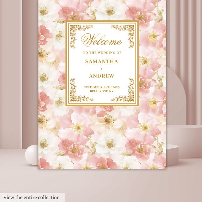 Elegant rosa Elfenbein florale Hochzeitskulisse Wandteppich (Elegant dusty pink ivory floral wedding backdrop)