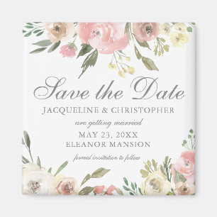 Elegant Rosa Elfenbeinblüte Save the Date Magnet
