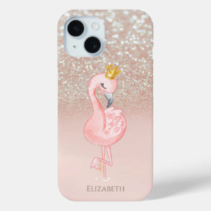 Elegant Rosa Flamingo Crown Princess, Glitzer Boke Case-Mate iPhone Hülle