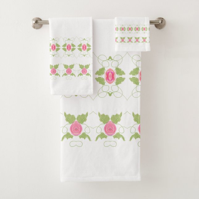 Elegant Rosa Floral Badhandtuch Set (Insitu)