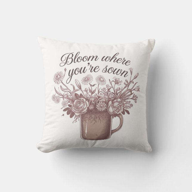 Elegant Rosa Floral Kissen (Vorderseite)