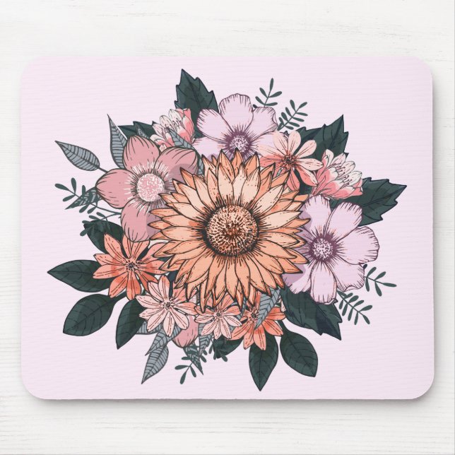Elegant Rosa Floral Mousepad (Vorne)