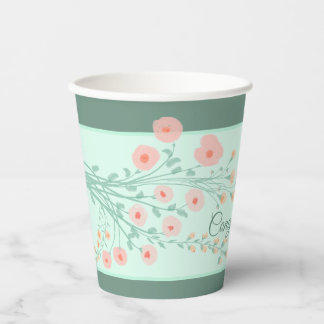 Elegant Rosa Floral Pappbecher