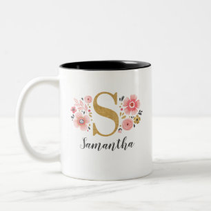 Elegant Rosa Floral Zweifarbige Tasse