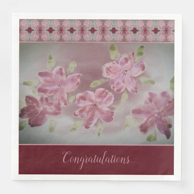 Elegant rosa Flower Serviette (Vorderseite)