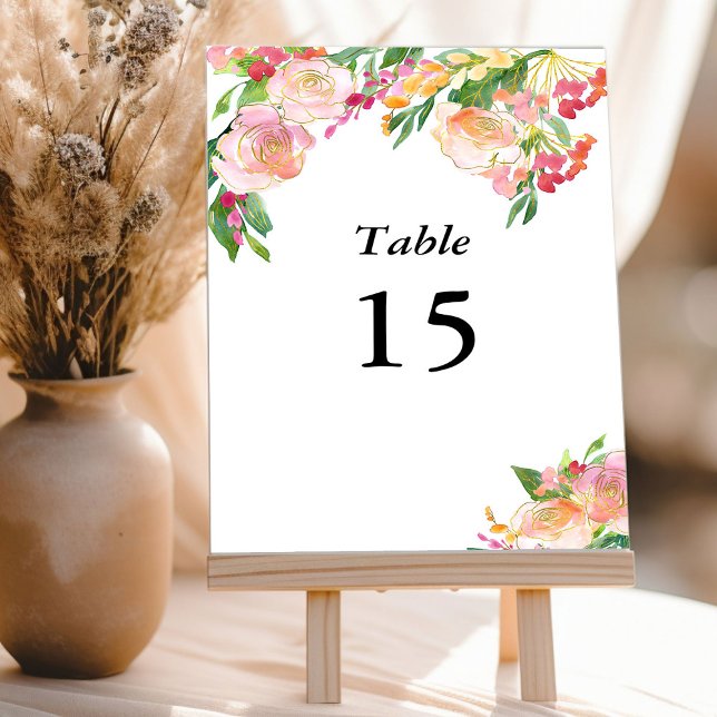 Elegant Rosa Gold Floral Tischnummer (Editable Table Number Card from my Floral Chic Quinceanera Collection
)