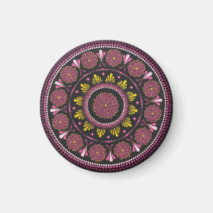 Elegant Rosa Gold Mandala, Boho Zen Dot Art Blume Magnet