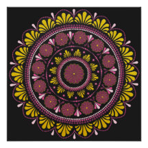 Elegant Rosa Gold Mandala, Boho Zen Dot Art Blume