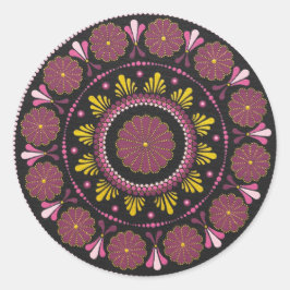 Elegant Rosa Gold Mandala, Boho Zen Dot Art Blume Runder Aufkleber