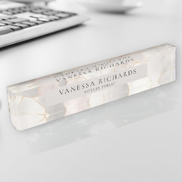 Elegant Rosa & Gray Marble Luxus Notar Public Namensplakette