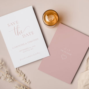 Elegant rosa Hochzeit speichern Sie die Datumskart Einladung