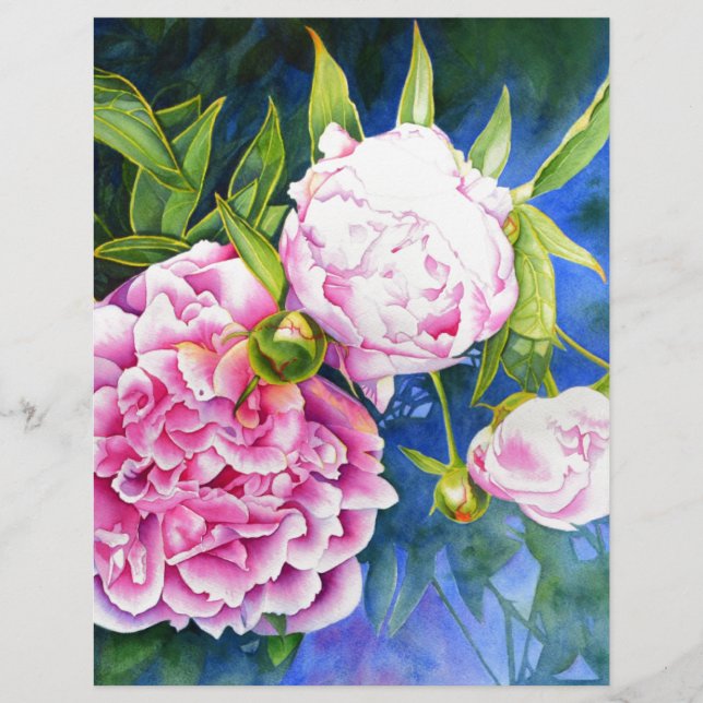 Elegant rosa, klassische Aquarellblüte (Vorderseite)