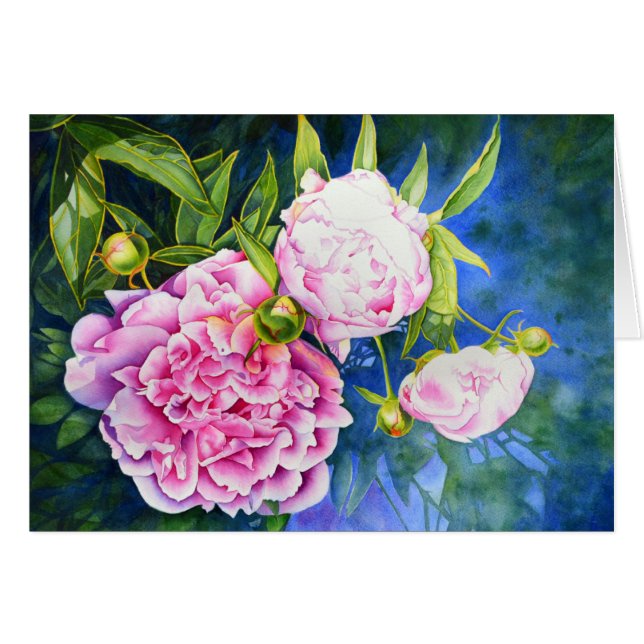 Elegant rosa, klassische Aquarellblüte (Vorderseite (Horizontal))