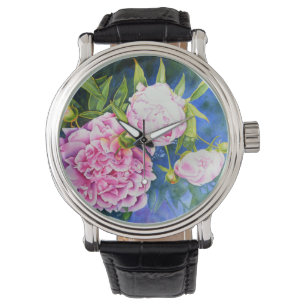 Elegant rosa, klassische Aquarellblüte Armbanduhr