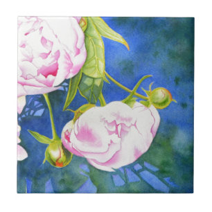 Elegant rosa, klassische Aquarellblüte Fliese
