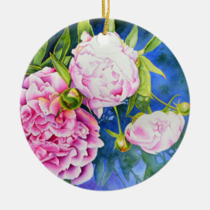 Elegant rosa, klassische Aquarellblüte Keramikornament