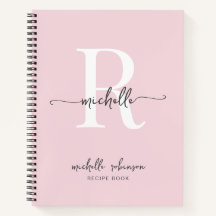 Elegant Rosa Kochbuch Rezept Monogramm Name