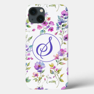 Elegant rosa lila Aquarellfarben-Wildblumen Case-Mate iPhone Hülle