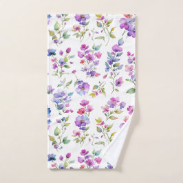 Elegant rosa lila Aquarellfarben-Wildblumen Handtuch