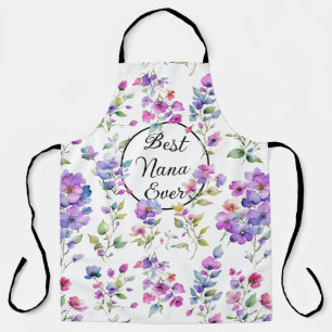 Elegant rosa lila Aquarellfarben-Wildblumen Schürze