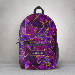 Elegant rosa lila Mädchen geometrisch Bedruckter Rucksack