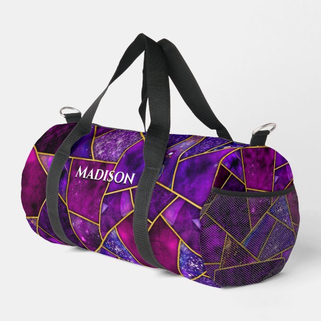 Elegant rosa, lila mädchenhaft geometrisch duffle bag (Rechte Ecke)