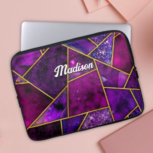 Elegant rosa, lila mädchenhaft geometrisch laptopschutzhülle
