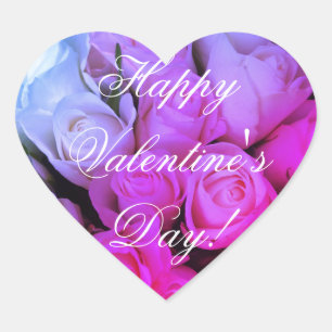 Elegant rosa Lila Rose Floral Happy Valentine Herz-Aufkleber