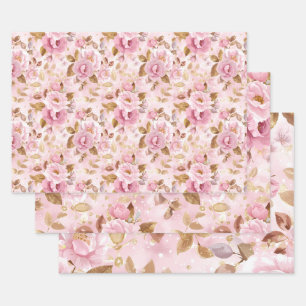 elegant rosa, nahtlos, mit Blume Rose Geschenkpapier Set