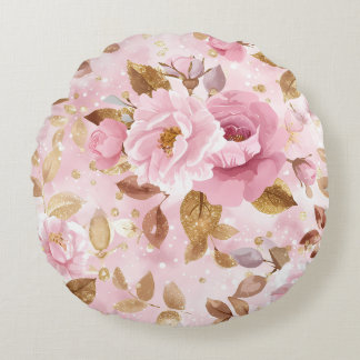 elegant rosa, nahtlos, mit Blume Rose Rundes Kissen