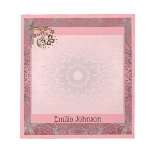 Elegant, rosa, notiert, farbenfroh, persönlich notizblock