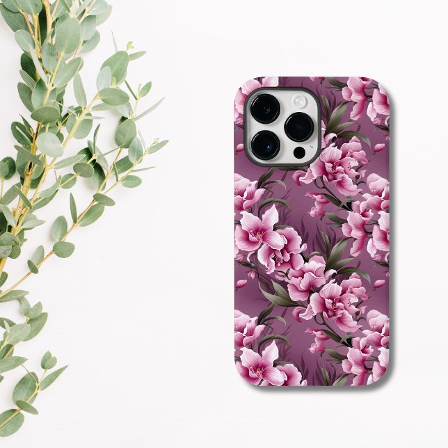 Elegant Rosa Orchid Floral Case-Mate iPhone Hülle (Elegant pink floral phone case)
