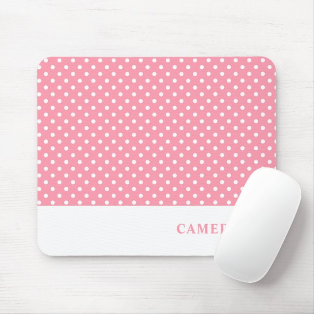 Elegant rosa Polka Dots Personalisiert Mousepad (Mit Mouse)