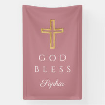 Elegant Rosa Religious Cross Girl Gott segne