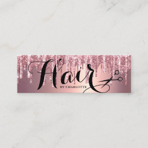 Elegant rosa Rosa Glitzer Tropfen Mini Visitenkarte