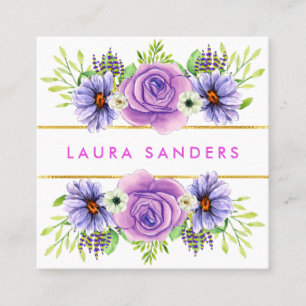 Elegant Rosa Rose Lilac Blume Haar & Makeup Quadratische Visitenkarte