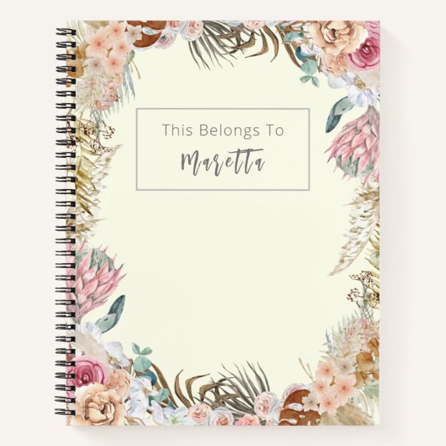 Elegant Rosa Rose Notizbuch (Vorderseite)