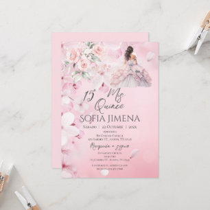 Elegant Rosa Rose Quinceanera Einladung