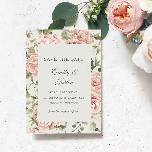 Elegant Rosa Rose Save the Date Wedding Invi Einladung