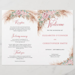 Elegant rosa Rosen Pampas Gras und Grün