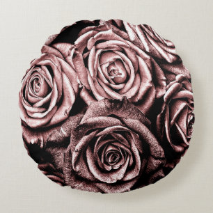 Elegant Rosa Roses Rundes Kissen
