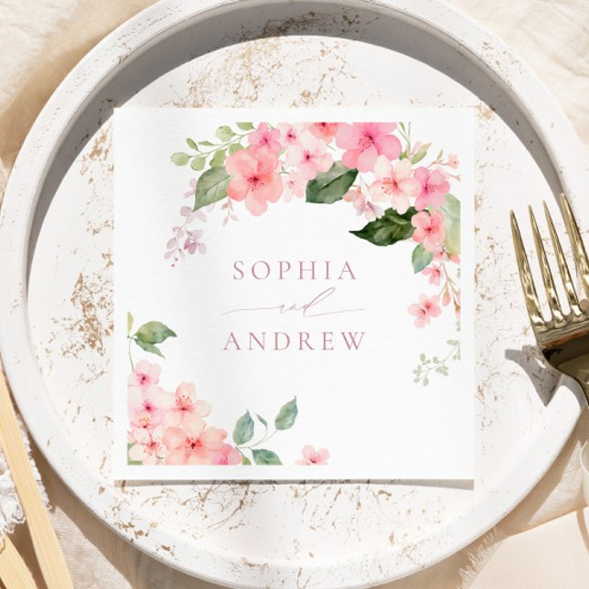 Elegant Rosa Sakura Blume Hochzeiten Napkins Serviette (Von Creator hochgeladen)