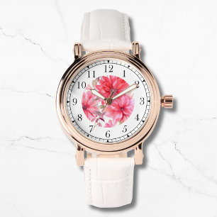 Elegant Rosa Wasserfarbe Floral Stilvolle Chic Fra Armbanduhr