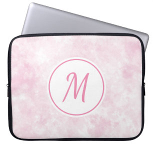 Elegant rosa Wasserfarbe Stilvolle Monogram Custom Laptopschutzhülle