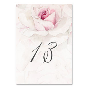 Elegant Rosa Wasserfarben Flora Nr. 13 Hochzeit Tischnummer