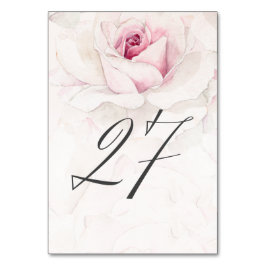 Elegant Rosa Wasserfarben Flora Nr. 27 Hochzeit Tischnummer