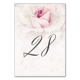 Elegant Rosa Wasserfarben Flora Nr. 28 Hochzeit Tischnummer